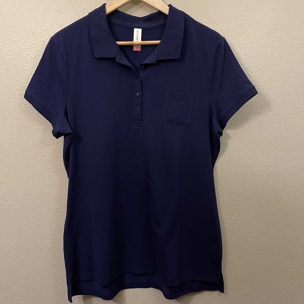 No Boundaries Women's Navy Polo Shirt Fitted Long Line Preppy Y2K Academia Sz XL